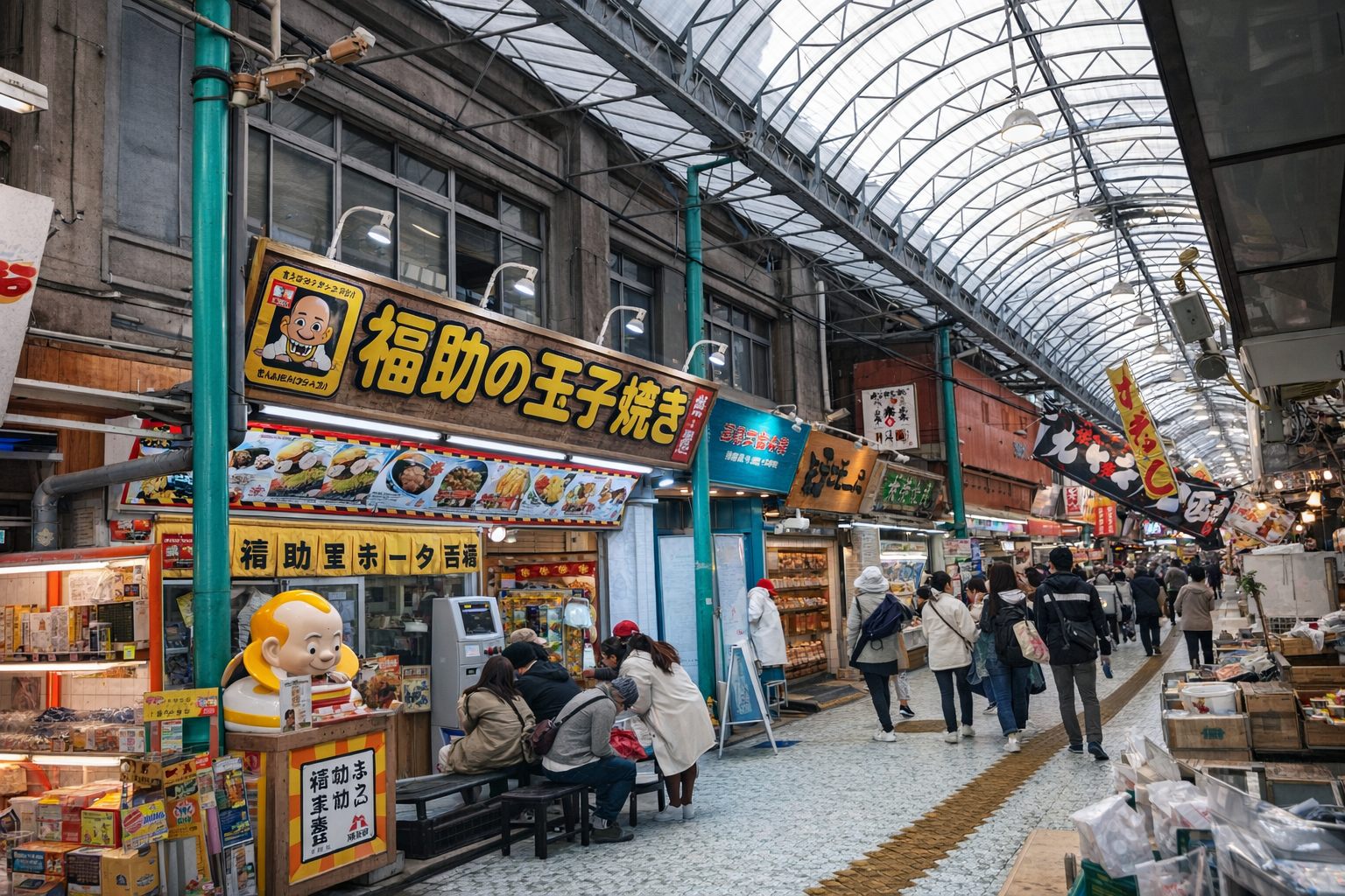 Covered shopping arcade leading to the guesthouse